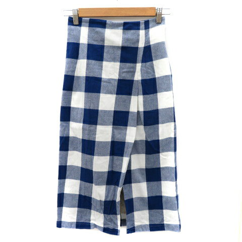 【中古】ロペピクニック ROPE Picnic タイトスカート ロング丈 スリット ギンガムチェック柄 36 S 青 ブルー /YK23 ■MO レディース 【ベクトル 古着】 240423