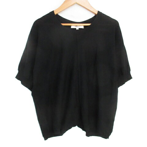 【中古】ハリス HARRISS ニット カットソー 半袖 ドルマンスリーブ クルーネック バックボタン 無地 36..