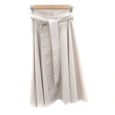 【中古】ラ トータリテ La TOTALITE フレアスカート ミモレ丈 リボンベルト付き 38 M ベージュ /HO23 レディース 【ベクトル 古着】 240423(4)