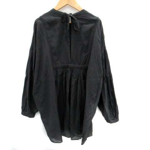 【中古】ケイビーエフ KBF アーバンリサーチ シャツチュニック 長袖 バンドカラー シアー リボン ONE チャコールグレー /SM29 レディース 【ベクトル 古着】 240424