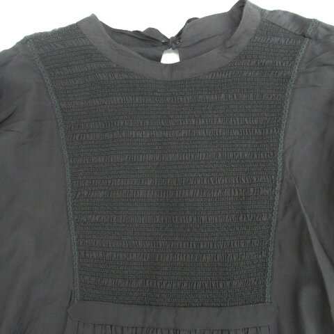 【中古】ケイビーエフ KBF アーバンリサーチ シャツチュニック 長袖 バンドカラー シアー リボン ONE チャコールグレー /SM29 レディース 【ベクトル 古着】 240424