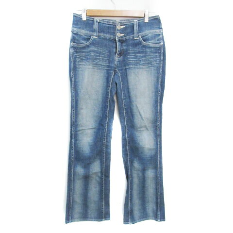 【中古】ブラッパーズ BRAPPERS デニムパンツ ジーンズ フレアパンツ ロング丈 68cm 青 ブルー /FF3 レディース 【ベクトル 古着】 240415