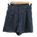 【中古】未使用品 レイカズン Ray cassin キュロットパンツ ショートパンツ 短パン ストライプ柄 F 紺 ネイビー 白 ホワイト /YS24 レディー...