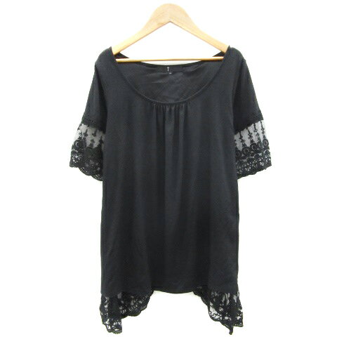 【中古】シーシークロス C.C.CROSS チュニック 半袖 ラウンドネック シースルー レース 38 M ブラック 黒 /YM43 レディース 【ベクトル 古着】 240520 【中古】シーシークロス C.C.CROSS チュニック 半袖 ラウンドネック シースルー レース 38 M ブラック 黒 /YM43 レディース 【ベクトル 古着】 240520