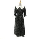 【中古】オリーブデオリーブ OLIVE des OLIVE ワンピース ロング丈 七分袖 キャンディスリーブ ビッグカラー 花柄 F マルチカラー 黒 ブラック /YS6 レディース 【ベクトル 古着】 240425(4)
