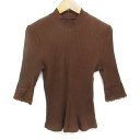 【中古】ジルバイジルスチュアート JILL by JILLSTUART リブニット カットソー 五分袖 ボトルネック レース FR 茶 ブラウン /FF30 レ...