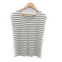 【中古】N.Natural Beauty Basic N.ナチュラルビューティーベーシック サマーニット カットソー Vネック ノースリーブ ボーダー柄 M オ...