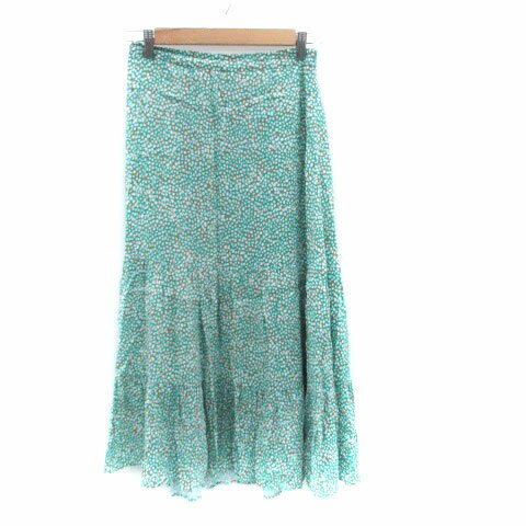 【中古】スピック&スパン Spick&Span フレアスカート ロング丈 マキシ丈 総柄 38 M マルチカラー 青緑 ブルー グリーン オフホワイト /HO20 レディース 【ベクトル 古着】 240425