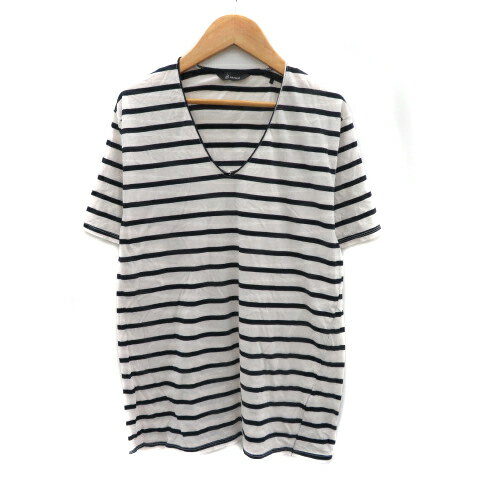 【中古】ジョンブル JOHNBULL Tシャツ カットソー 半袖 Vネック ボーダー柄 M 黒 ブラック /YK40 レディース 【ベクトル 古着】 240430 【中古】ジョンブル JOHNBULL Tシャツ カットソー 半袖 Vネック ボーダー柄 M 黒 ブラック /YK40 レディース 【ベクトル 古着】 240430