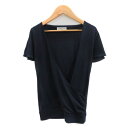 【中古】組曲sis クミキョクシス KUMIKYOKU SIS ニット カットソー 半袖 深Vネック カシュクール 無地 2 紺 ネイビー /YK33 レディー...