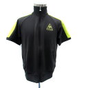 【中古】ルコックスポルティフ le coq sportif トラックジャケット ジャージ スタンドカラー 半袖 ロゴ刺繍 O XL チャコールグレー ネオンイエ...