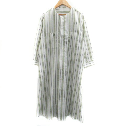 【中古】ロペピクニック ROPE Picnic シャツワンピース ロング丈 長袖 ラウンドネック ストライプ柄 麻 リネン混 36 S マルチカラー 緑 グリーン 白 ホワイト /SM45 レディース 【ベクトル 古着】 240517 【中古】ロペピクニック ROPE Picnic シャツワンピース ロング丈 長袖 ラウンドネック ストライプ柄 麻 リネン混 36 S マルチカラー 緑 グリーン 白 ホワイト /SM45 レディース 【ベクトル 古着】 240517