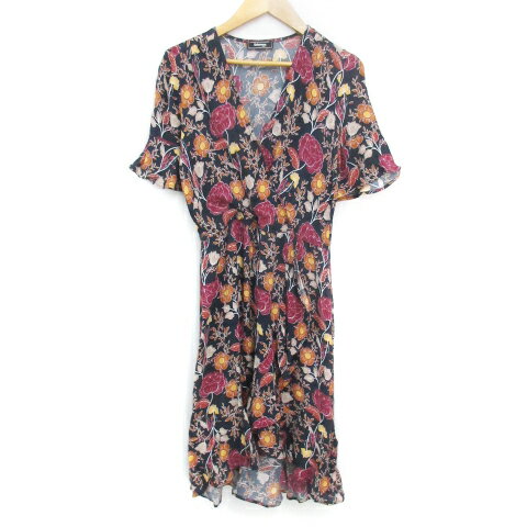 【中古】シネカノン Sinequanone フレアワンピース 薄手 ミモレ丈 半袖 カシュクール 切替 花柄 マルチカラー 34 XS 黒 白 ブラック ホワイト /FF11 レディース 【ベクトル 古着】 240613 【中古】シネカノン Sinequanone フレアワンピース 薄手 ミモレ丈 半袖 カシュクール 切替 花柄 マルチカラー 34 XS 黒 白 ブラック ホワイト /FF11 レディース 【ベクトル 古着】 240613