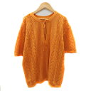 【中古】ローリーズファーム LOWRYS FARM ニット カットソー 半袖 スリットネック リボン 透かし編み F オレンジ /YK34 ■MO レディース ...