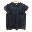 【中古】マジェスティックレゴン MAJESTIC LEGON ブラウス カットソー 半袖 ハイネック 総レース M 紺 ネイビー /FF41 レディース 【ベクトル 古着】 240521(4)