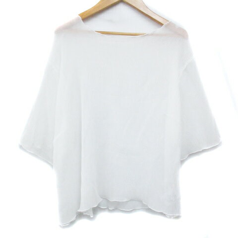 【中古】フーズフーチコ who's who Chico ブラウス カットソー 五分袖 ボートネック シースルー 無地 F 白 ホワイト /FF41 レディース 【ベクトル 古着】 240527