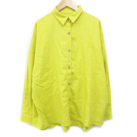 【中古】アズールバイマウジー AZUL by moussy カジュアルシャツ ブラウス 長袖 無地 麻 リネン混 オーバーサイズ M 黄色 イエロー /FF38 レディース 【ベクトル 古着】 240527 【中古】アズールバイマウジー AZUL by moussy カジュアルシャツ ブラウス 長袖 無地 麻 リネン混 オーバーサイズ M 黄色 イエロー /FF38 レディース 【ベクトル 古着】 240527
