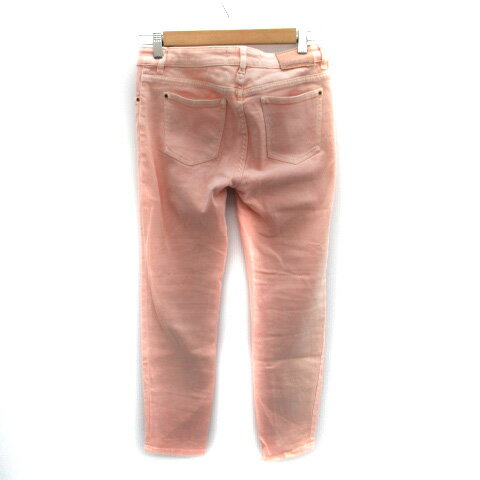 【中古】ザラ ベーシック ZARA BASIC デニムパンツ ジーンズ スキニー アンクル丈 ウォッシュ加工 38 M サーモンピンク /SM40 レディース 【ベクトル 古着】 240522