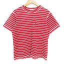 【中古】フォルセット FORSET Tシャツ カットソー 半袖 ハイネック ボーダー柄 赤 白 レッド ホワイト /FF4 レディース 【ベクトル 古着】 24...