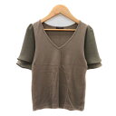 【中古】クローラ crolla カットソー 半袖 Vネック 切替 シフォン 無地 モカブラウン /YK30 レディース 【ベクトル 古着】 240618(4)
