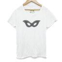 【中古】レディラックルカ LADY LUCK LUCA Tシャツ カットソー 半袖 クルーネック プリント ラインストーン 白 黒 ホワイト ブラック /FF35 レディース 【ベクトル 古着】 240702(4)