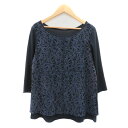 【中古】ブティックニコル boutique NICOLE ブラウス カットソー 七分袖 ラウンドネック 花柄 38 M 紺 ネイビー /YK2 レディース 【ベクトル 古着】 240705(4)