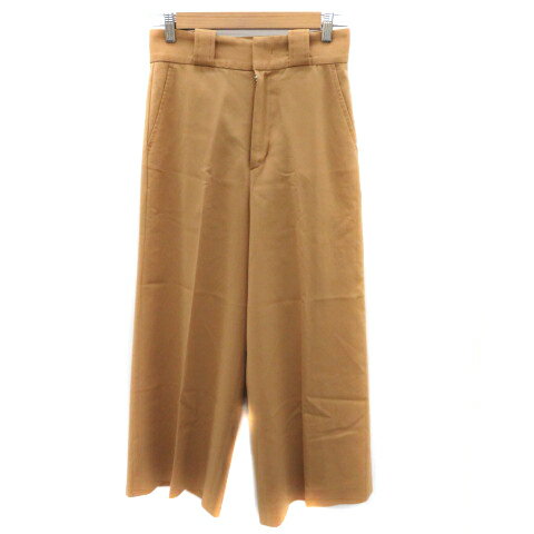 【中古】マカフィー MACPHEE トゥモローランド スラックスパンツ ワイドパンツ アンクル丈 無地 ウール 34 XS キャメル /YK3 レディース 【ベクトル 古着】 240701