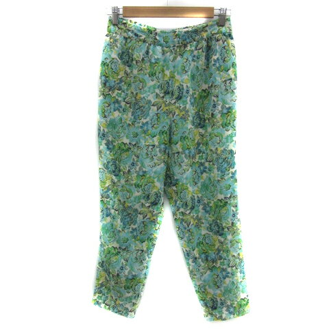 【中古】ロペピクニック ROPE Picnic テーパードパンツ クロップドパンツ 七分丈 花柄 38 M マルチカラー 緑 グリーン /YS15 レディース 【ベクトル 古着】 240702