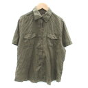 【中古】パレオ paleo シャツ ブラウス 半袖 無地 大きいサイズ 3L カーキ /HO34 レディース 【ベクトル 古着】 240716(4)