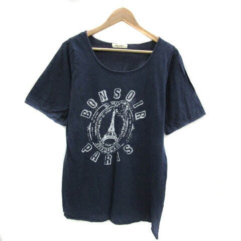 【中古】サブストリート SAB STREET マイスタンダード my standard Tシャツ カットソー 半袖 ラウンドネック プリント 大きいサイズ 15 3L 紺 ネイビー 白 ホワイト /YS8 レディース 【ベクトル 古着】 240710