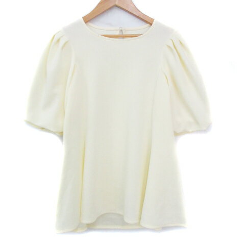 【中古】ミスティウーマン mysty woman カットソー フレア 五分袖 ラウンドネック 無地 F 黄色 イエロー /FF9 レディース 【ベクトル 古着】 240802