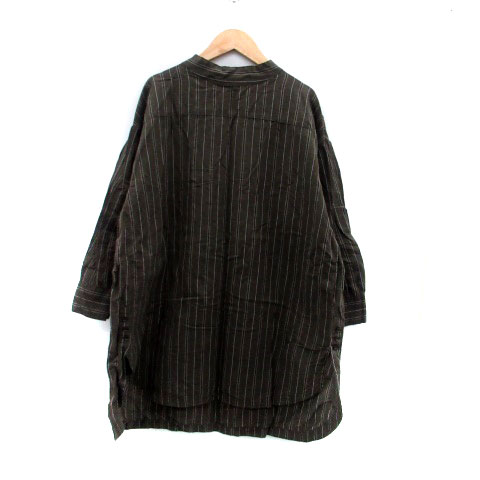 【中古】ナイスクラップ NICE CLAUP チュニック 長袖 ストライプ柄 麻 リネン F カーキ オフホワイト /HO58 レディース 【ベクトル 古着】 240903 【中古】ナイスクラップ NICE CLAUP チュニック 長袖 ストライプ柄 麻 リネン F カーキ オフホワイト /HO58 レディース 【ベクトル 古着】 240903