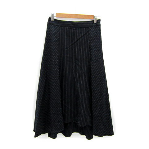 【中古】アストラット ASTRAET フィッシュテールスカート フレアスカート ロング丈 ストライプ柄 1 紺 ネイビー /SY5 ■MO レディース 【ベクトル 古着】 240904