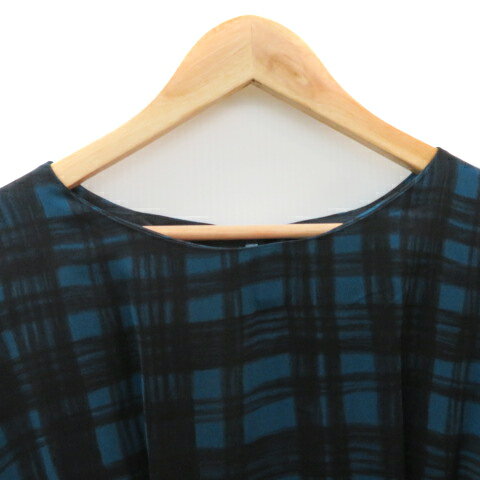 【中古】ラ トータリテ La TOTALITE ワンピース ひざ丈 七分袖 チェック柄 ダークグリーン /YK11 レディース 【ベクトル 古着】 241027