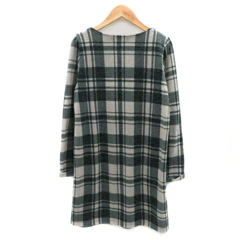 【中古】グローブ grove ワンピース ミニ丈 長袖 チェック柄 シェブロン柄 M 緑 グリーン /YK24 レディース 【ベクトル 古着】 241024