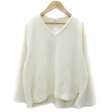 【中古】グリーンレーベルリラクシング ユナイテッドアローズ green label relaxing ニット カットソー 長袖 Vネック クリーム色 /YM22 レディース 【ベクトル 古着】 241023