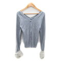 【中古】アンドクチュール And Couture リブニットカーディガン ミドル丈 無地 ラビットファー 38 M 水色 ライトブルー /SY46 レディース ...