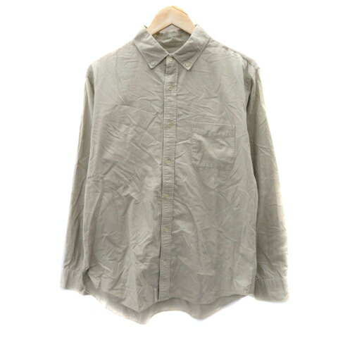 【中古】グローバルワーク GLOBAL WORK カジュアルシャツ 長袖 ボタンダウン オーバーサイズ L ライトベージュ /YK47 メンズ 【ベクトル 古着】 241028