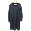 【中古】コムサ COMME CA ブロンドオフ BLANC D'OEUF ワンピース ミモレ丈 長袖 ストライプ柄 M L ネイビー 紺 /YM24 レディース 【ベクトル 古着】 241025(4)