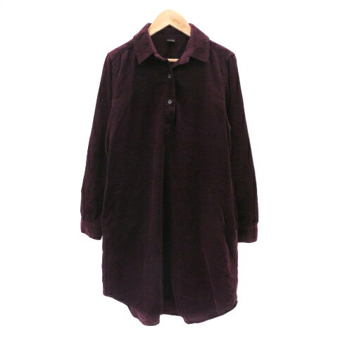 【中古】アーバンリサーチ ドアーズ URBAN RESEARCH DOORS シャツワンピース ひざ丈 長袖 コーデュロイ ONE ダークパープル /YK29 レディース 【ベクトル 古着】 241029