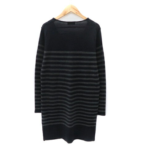 【中古】ボッシュ BOSCH ワンピース ミニ丈 長袖 ボーダー柄 38 M 紺 ネイビー グレー /YK28 レディース 【ベクトル 古着】 241029