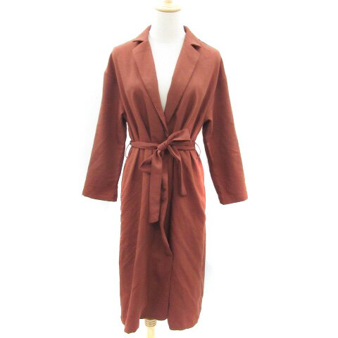 【中古】ザショップティーケー THE SHOP TK スプリングコート ロング丈 リボン M テラコッタ 茶 /YM9 レディース 【ベクトル 古着】 241029