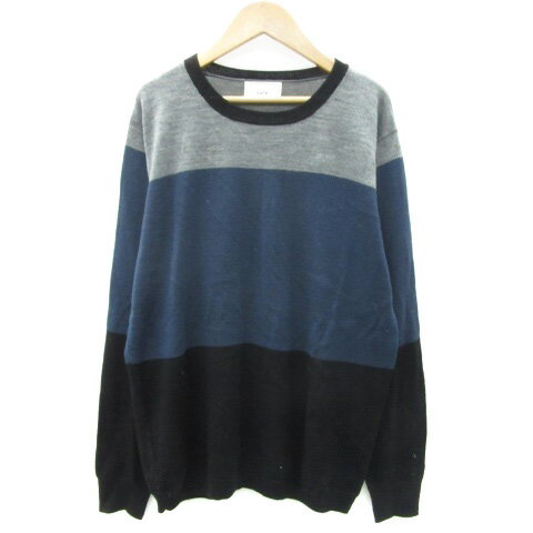 【中古】ルイス Lui's ニット カットソー 長袖 マルチカラー S グレー ネイビー 紺 /YM33 レディース 【ベクトル 古着】 241029