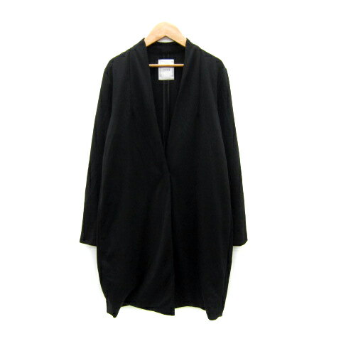 【中古】ティアンエクート TIENS ecoute ショールカラージャケット ロング丈 無地 2 黒 ブラック /SY30 レディース 【ベクトル 古着】 241113