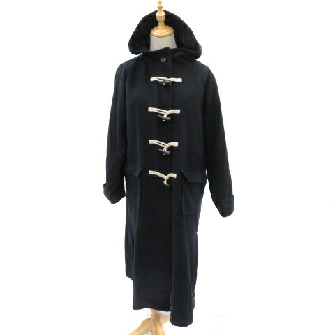 【中古】フェリシモ FELISSIMO ダッフルコート ロング丈 フード付き オーバーサイズ M 紺 ネイビー /YK40 レディース 【ベクトル 古着】 241111