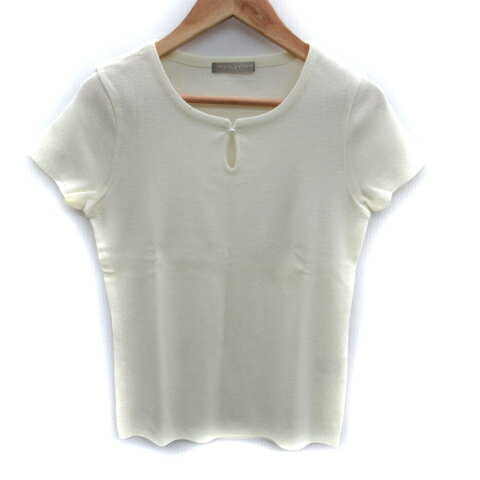 【中古】エクリプス ECLIPSE ニット カットソー 半袖 フェイクパール 9 アイボリー /SM16 レディース 【ベクトル 古着】 241127(4)