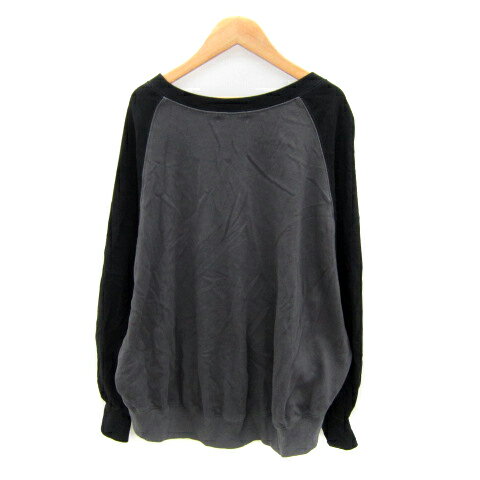 【中古】チャオパニック ティピー CIAOPANIC TYPY カットソー 長袖 ラウンドネック 無地 オーバーサイズ リネン混 麻 ONE チャコールグレー 黒 ブラック /SY44 レディース 【ベクトル 古着】 241115