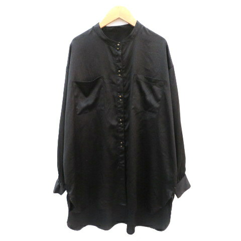 【中古】ヌナ Neuna チュニック シャツ ブラウス 長袖 総柄 F 黒 ブラック /YK22 レディース 【ベクトル 古着】 241119