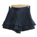 【中古】リランドチュール Rirandture キュロットパンツ ショートパンツ 無地 プリーツ 1 紺 ネイビー /YS9 レディース 【ベクトル 古着】 2...