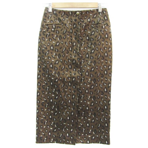 【中古】グリーンレーベルリラクシング ユナイテッドアローズ green label relaxing タイトスカート ロング丈 レオパード柄 ヒョウ柄 38 M カーキ /YM17 レディース 【ベクトル 古着】 241209